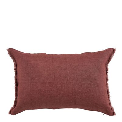 Fabric cushions - CHLOÉ cushion cover in washed linen - Terracotta - 60 x 40 cm - BLANC D'IVOIRE