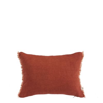 Fabric cushions - CHLOÉ cushion cover in washed linen - Burnt orange - 30 x 40 cm - BLANC D'IVOIRE