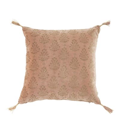 Coussins textile - Housse de coussin AURORE en velours - Rose et doré - 50 x 50 cm - BLANC D'IVOIRE