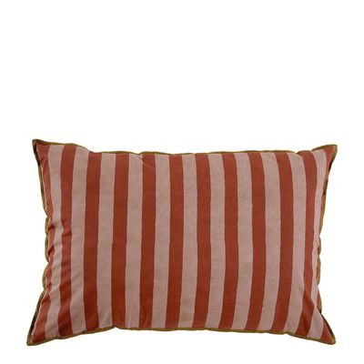 Fabric cushions - BAYADERE cotton cushion cover - Nude and brick red - 60 x 40 cm - BLANC D'IVOIRE