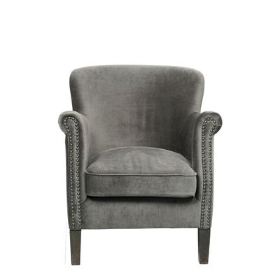 Fauteuils - Fauteuil CLAUDE velours gris foncé - BLANC D'IVOIRE