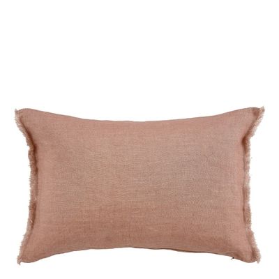 Fabric cushions - CHLOÉ cushion cover in washed linen - Blush - 60 x 40 cm - BLANC D'IVOIRE