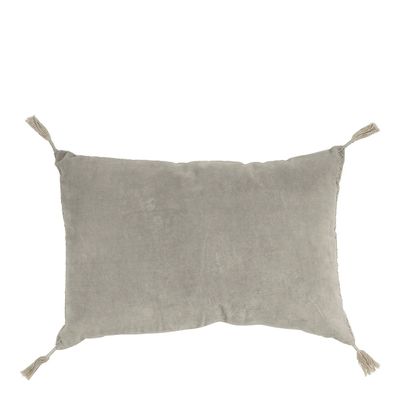 Coussins textile - Housse de coussin MATTEO en velours de coton et lin - Gris - 60 x 40 cm - BLANC D'IVOIRE