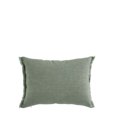 Coussins textile - Housse de coussin CHLOÉ en lin lavé - Céladon - 30 x 40 cm - BLANC D'IVOIRE