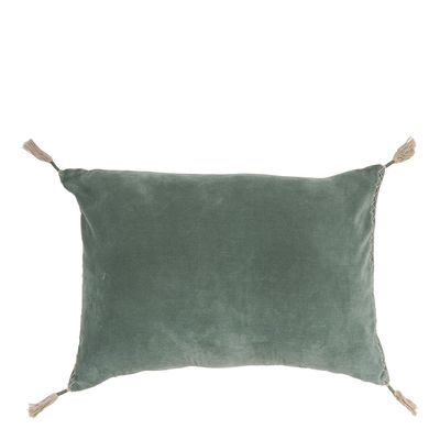 Fabric cushions - MATTEO cushion cover in cotton and linen velvet - Celadon - 60 x 40 cm - BLANC D'IVOIRE
