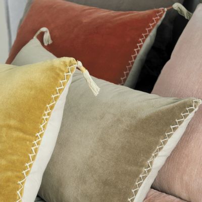 Fabric cushions - MATTEO cushion cover in cotton and linen velvet - Burnt Orange - 50 x 50 cm - BLANC D'IVOIRE