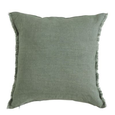 Coussins textile - Housse de coussin CHLOÉ en lin lavé - Céladon - 50 x 50 cm - BLANC D'IVOIRE