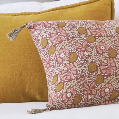 Coussins textile - Housse de coussin JUNGLE en coton - Rose - 60 x 40 cm - BLANC D'IVOIRE