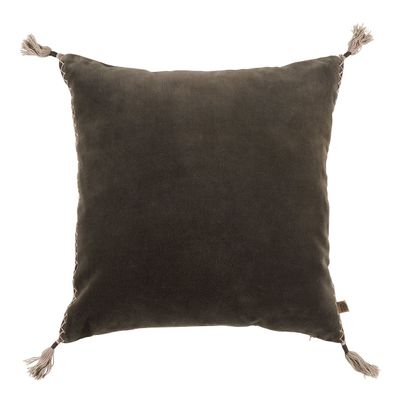 Coussins textile - Housse de coussin MATTEO en velours de coton et lin - Gris charbon - 50 x 50 cm - BLANC D'IVOIRE