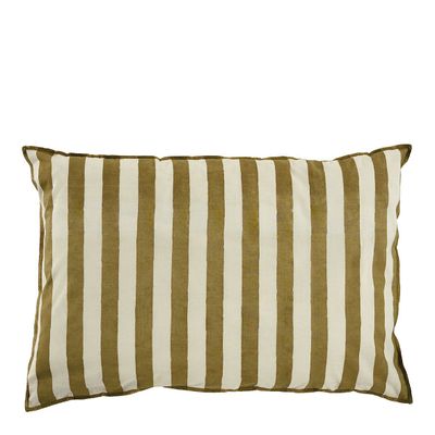 Coussins textile - Housse de coussin BAYADERE en coton - Crème et cumin - 60 x 40 cm - BLANC D'IVOIRE