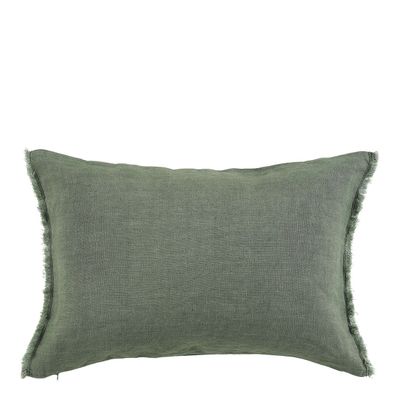 Coussins textile - Housse de coussin CHLOÉ en lin lavé - Céladon - 60 x 40 cm - BLANC D'IVOIRE