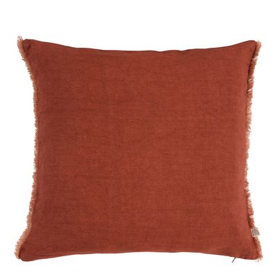 Fabric cushions - CHLOÉ cushion cover in washed linen - Burnt orange - 50 x 50 cm - BLANC D'IVOIRE