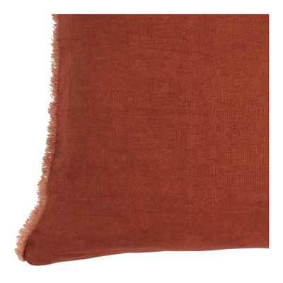 Coussins textile - Housse de coussin CHLOÉ en lin lavé - Orange brûlé - 50 x 50 cm - BLANC D'IVOIRE