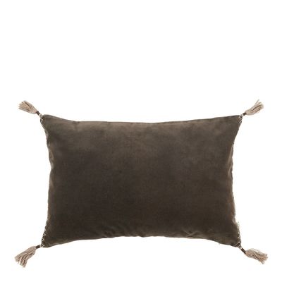 Coussins textile - Housse de coussin MATTEO en velours de coton et lin - Gris charbon - 60 x 40 cm - BLANC D'IVOIRE
