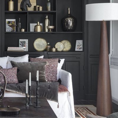 Fabric cushions - MATTEO cushion cover in cotton and linen velvet - Charcoal gray - 60 x 40 cm - BLANC D'IVOIRE