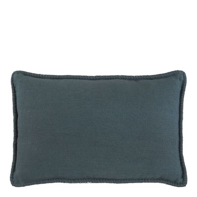 Coussins - Coussin LOUISE lin - Pétrole - BLANC D'IVOIRE