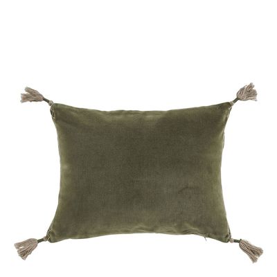 Fabric cushions - MATTEO cushion cover in cotton and linen velvet - Khaki - 30 x 40 cm - BLANC D'IVOIRE