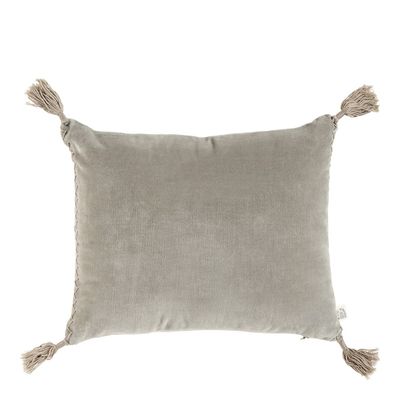 Cushions - MATTEO velvet and linen cushion - Gray - BLANC D'IVOIRE