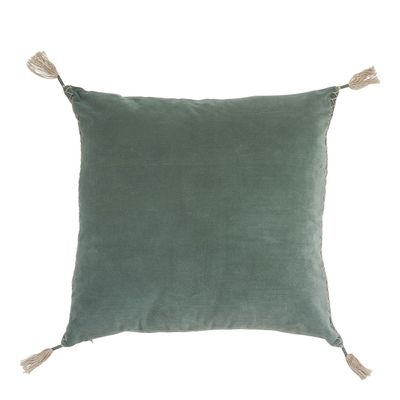 Coussins textile - Housse de coussin MATTEO en velours de coton et lin - Céladon - 50 x 50 cm - BLANC D'IVOIRE