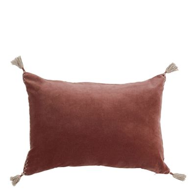 Coussins textile - Housse de coussin MATTEO en velours de coton et lin - Terracotta - 60 x 40 cm - BLANC D'IVOIRE