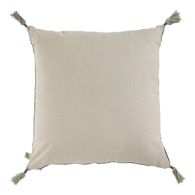 Coussins - Coussin MATTEO velours et lin - Pétrole - BLANC D'IVOIRE