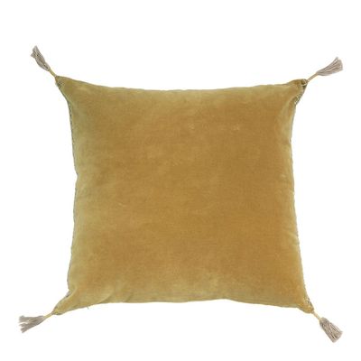 Coussins textile - Housse de coussin MATTEO en velours de coton et lin - Safran - 50 x 50 cm - BLANC D'IVOIRE