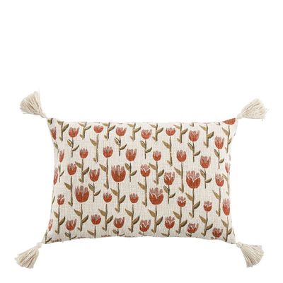 Fabric cushions - TULIPE cushion cover in polycotton - 60 x 40 cm - BLANC D'IVOIRE