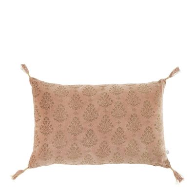 Coussins textile - Housse de coussin AURORE en velours - Rose et doré - 60 x 40 cm - BLANC D'IVOIRE