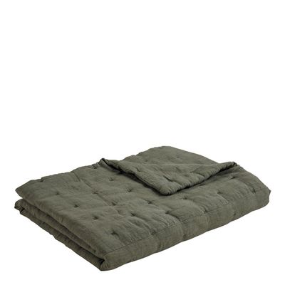 Linge de lit - Couvre-lit CHLOÉ en lin lavé - Kaki - 230 x 180 cm - BLANC D'IVOIRE