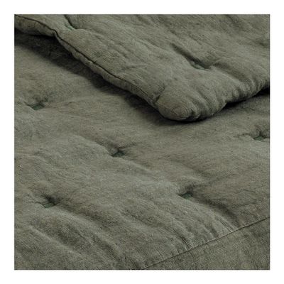 Bed linens - CHLOÉ bedspread in washed linen - Khaki - 230 x 180 cm - BLANC D'IVOIRE