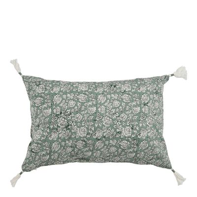 Coussins textile - Housse de coussin EDEN en coton - Céladon - 60 x 40 cm - BLANC D'IVOIRE