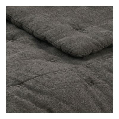 Bed linens - CHLOÉ bedspread in washed linen - Charcoal gray - 230 x 180 cm - BLANC D'IVOIRE
