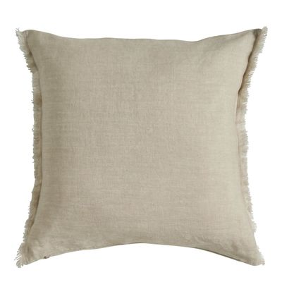 Coussins textile - Housse de coussin CHLOÉ en lin lavé - Naturel - 50 x 50 cm - BLANC D'IVOIRE