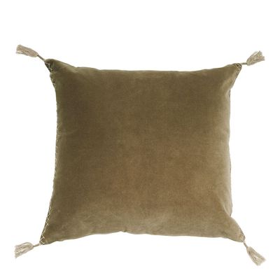 Fabric cushions - MATTEO cushion cover in cotton and linen velvet - Taupe - 50 x 50 cm - BLANC D'IVOIRE