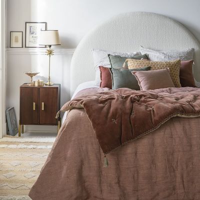 Linge de lit - Couvre-lit CHLOÉ en lin lavé - Terracotta - 230 x 180 cm - BLANC D'IVOIRE