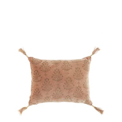 Coussins textile - Housse de coussin AURORE en velours - Rose et doré - 30 x 40 cm - BLANC D'IVOIRE