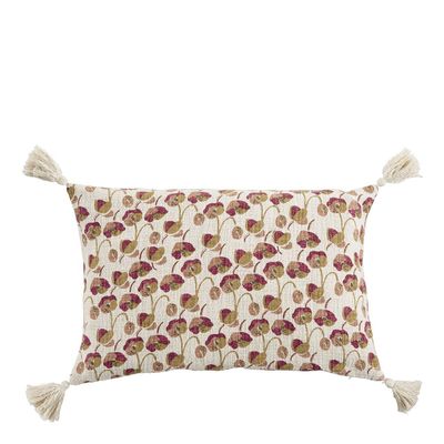 Coussins textile - Housse de coussin COQUELICOT en polycoton - 60 x 40 cm - BLANC D'IVOIRE