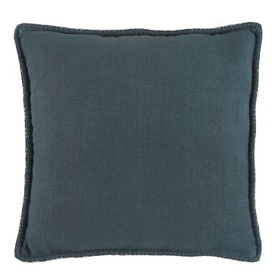 Cushions - LOUISE linen cushion - Petrol - BLANC D'IVOIRE
