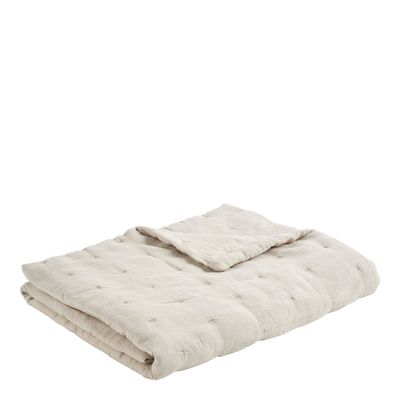 Linge de lit - Couvre-lit CHLOÉ en lin lavé - Ivoire - 230 x 180 cm - BLANC D'IVOIRE