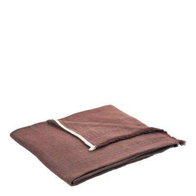 Linge de lit - Couvre-lit ASTRID coton et lin - Terracotta - BLANC D'IVOIRE
