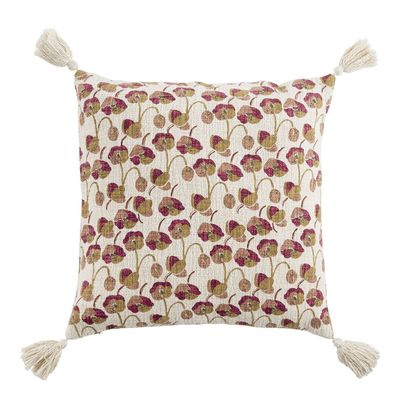 Coussins textile - Housse de coussin COQUELICOT en polycoton - 50 x 50 cm - BLANC D'IVOIRE
