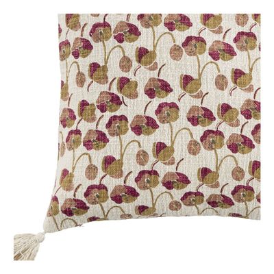 Coussins textile - Housse de coussin COQUELICOT en polycoton - 50 x 50 cm - BLANC D'IVOIRE