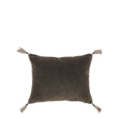 Coussins textile - Housse de coussin MATTEO en velours de coton et lin - Gris charbon - 30 x 40 cm - BLANC D'IVOIRE