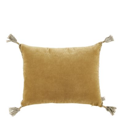 Coussins textile - Housse de coussin MATTEO en velours de coton et lin - Safran - 30 x 40 cm - BLANC D'IVOIRE