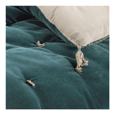 Sofas - MATTEO futon in cotton and linen velvet - Petrol - BLANC D'IVOIRE