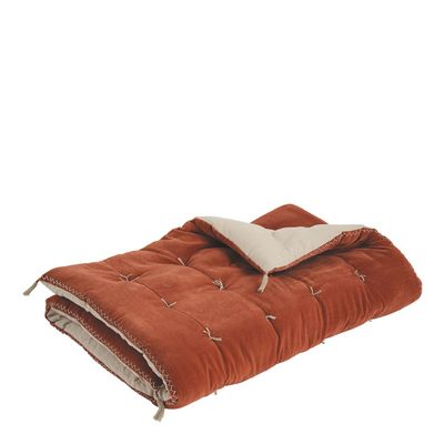 Sofas - MATTEO futon in cotton and linen velvet - Burnt orange - BLANC D'IVOIRE