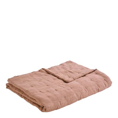 Bed linens - CHLOÉ bedspread in washed linen - Blush - 230 x 180 cm - BLANC D'IVOIRE