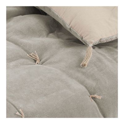 Canapés - Futon MATTEO en velours de coton et lin - Gris - BLANC D'IVOIRE