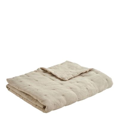 Linge de lit - Couvre-lit CHLOÉ en lin lavé - Naturel - 230 x 180 cm - BLANC D'IVOIRE