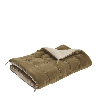 Canapés - Futon MATTEO en velours de coton et lin - Taupe - BLANC D'IVOIRE